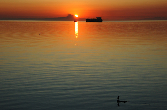 Colorful Sunrise over Port Angeles Harbor, Washington State, photo by Patrick (Pat) Michael McNally